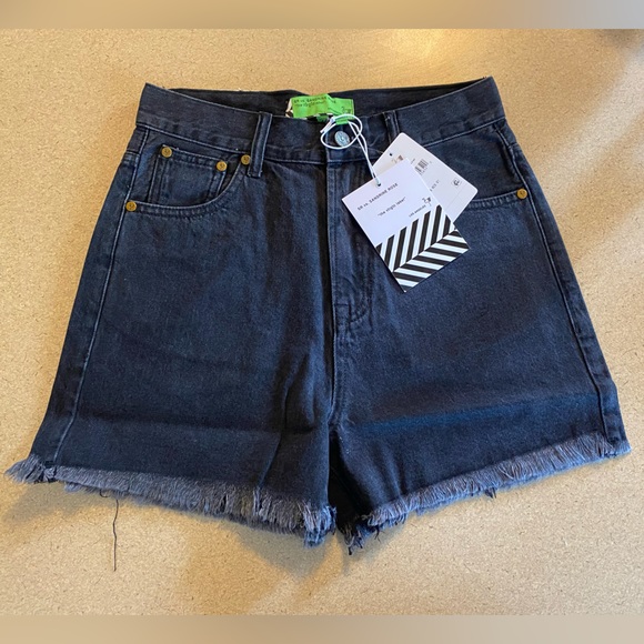 NWT Free People X Sandrine Rose Oversized Slouchy Fringe Hem Bermuda Jean Shorts - Picture 2 of 9